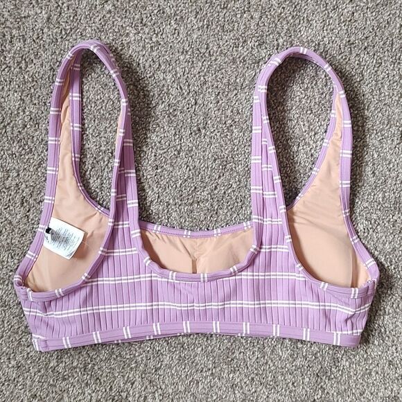 Women's New With Tags Size Small Madewell Ribbed‎ Pullover Striped Bikini Top - Picture 7 of 13